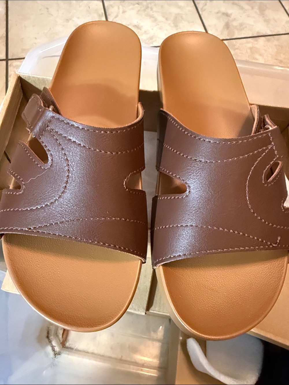Women’s Brown Slide Sandals - Comfortable Everyday Slip-Ons